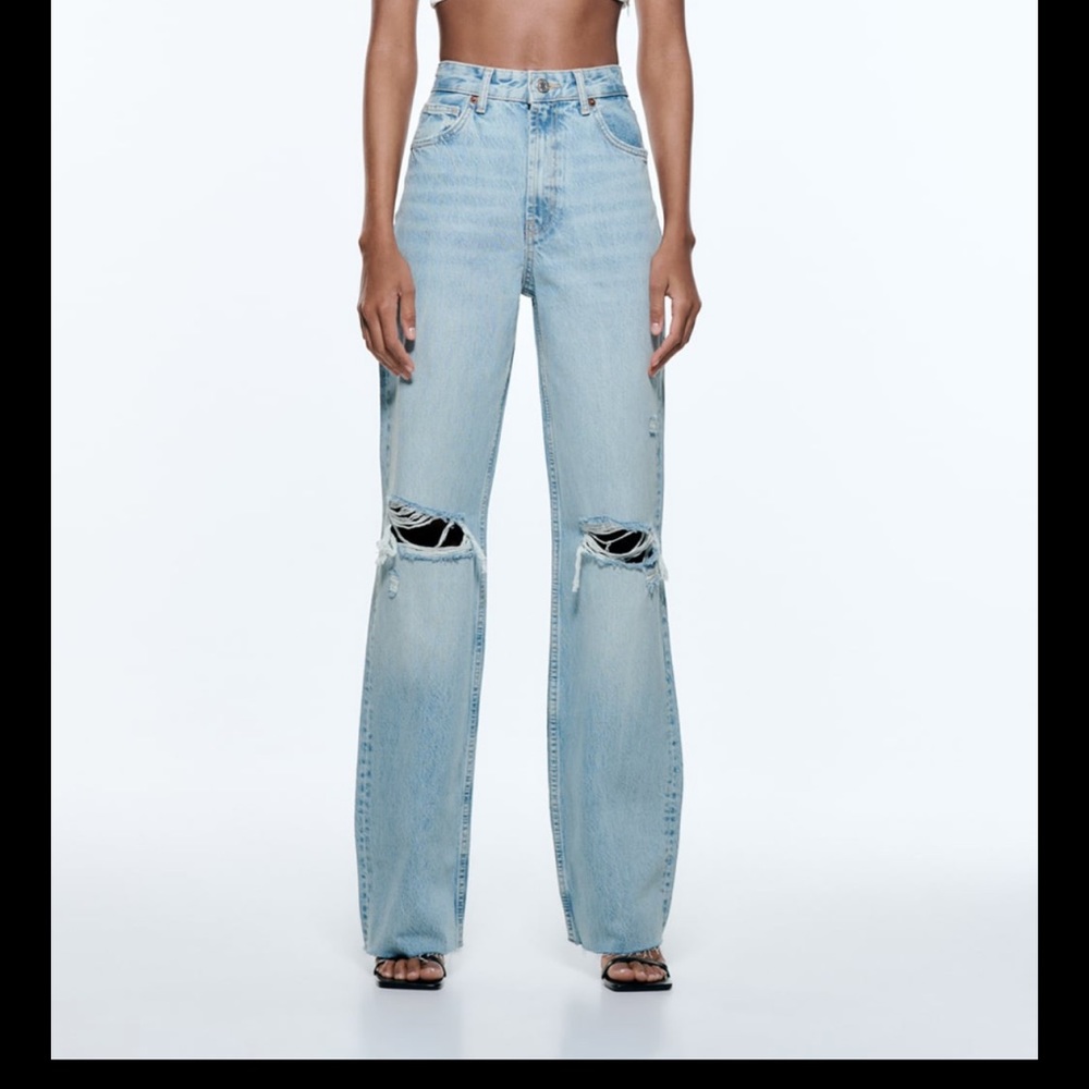 Zara Ripped Wide Jean